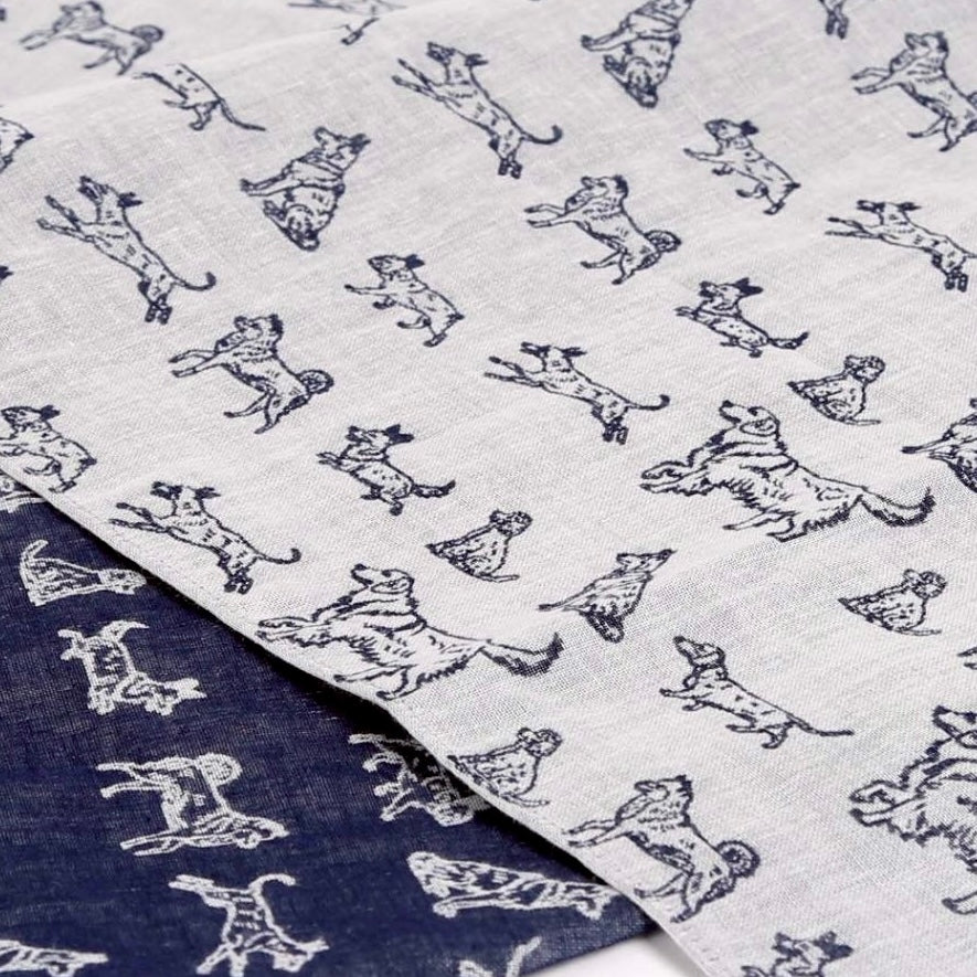 sold out【手ぬぐい】【近日中に次回受注予告】-ダブルガーゼ手ぬぐい-犬(イヌ)- 32cm巾×114cm全長