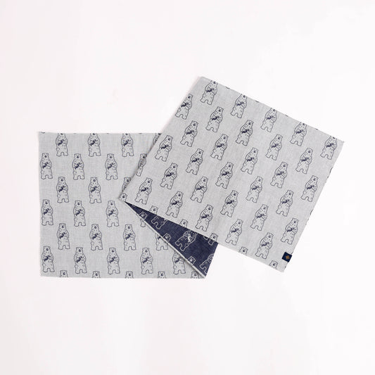 sold out【手ぬぐい】【近日中に次回受注予告】-ダブルガーゼ手ぬぐい-熊(クマ)- 32cm巾×114cm全長