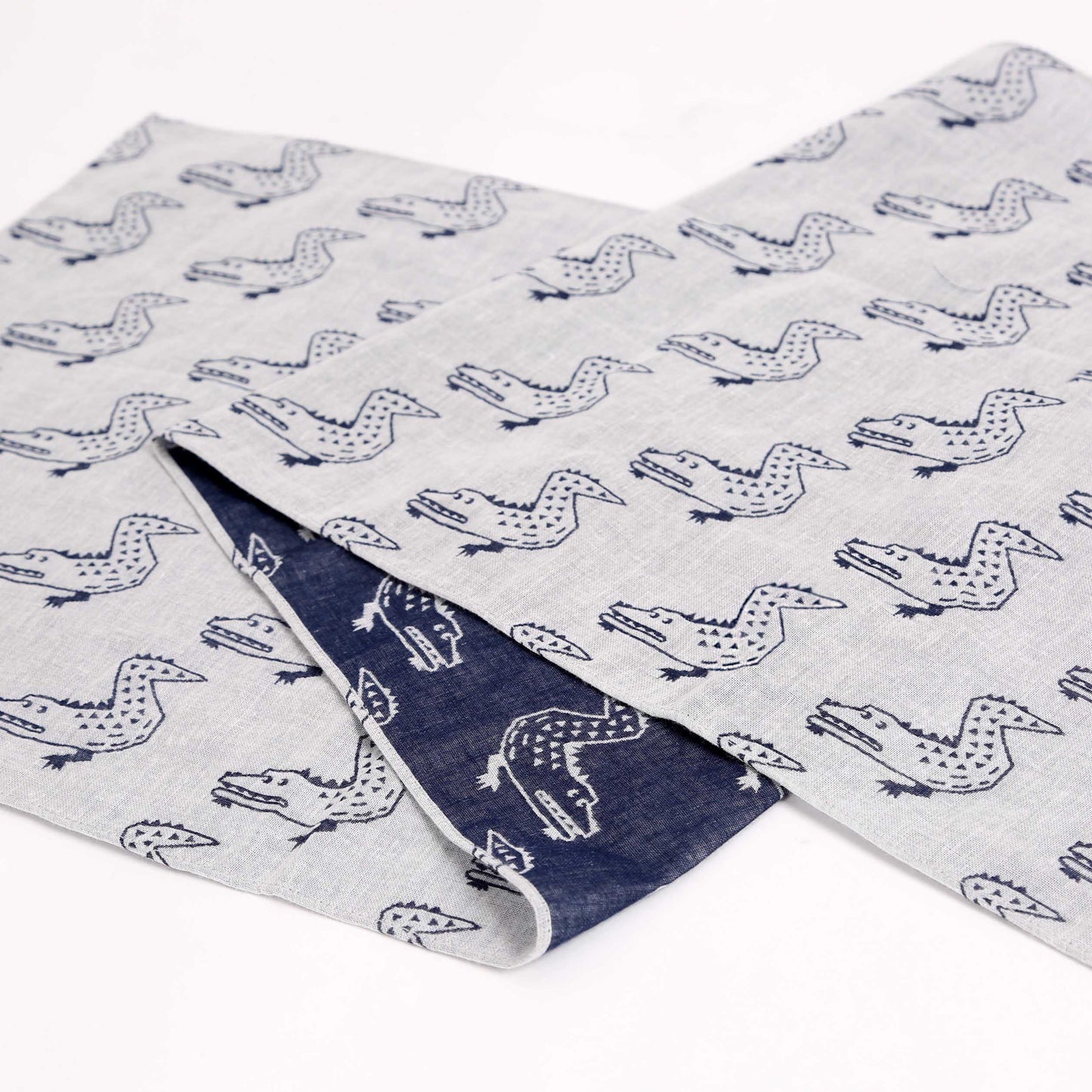 sold out【手ぬぐい】【近日中に次回受注予告】-ワニ-ダブルガーゼ手ぬぐい- 32cm巾×114cm全長