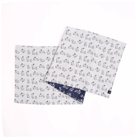 sold out【手ぬぐい】【近日中に次回受注予告】-ダブルガーゼ手ぬぐい-兎(ウサギ)- 32cm巾×114cm全長