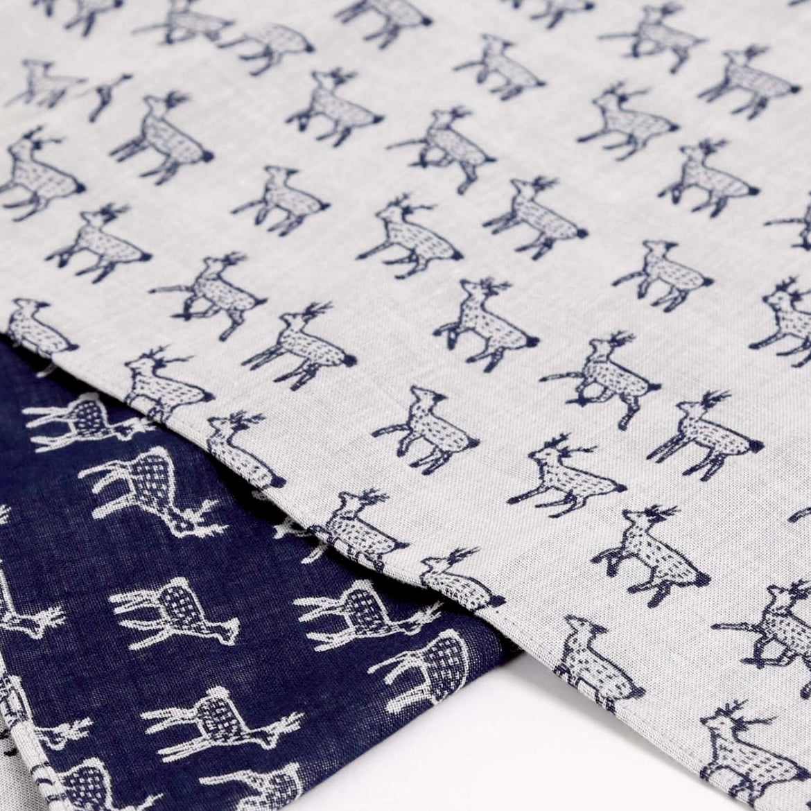sold out【手ぬぐい】【近日中に次回受注予告】-鹿(シカ)-ダブルガーゼ手ぬぐい- 32cm巾×114cm全長