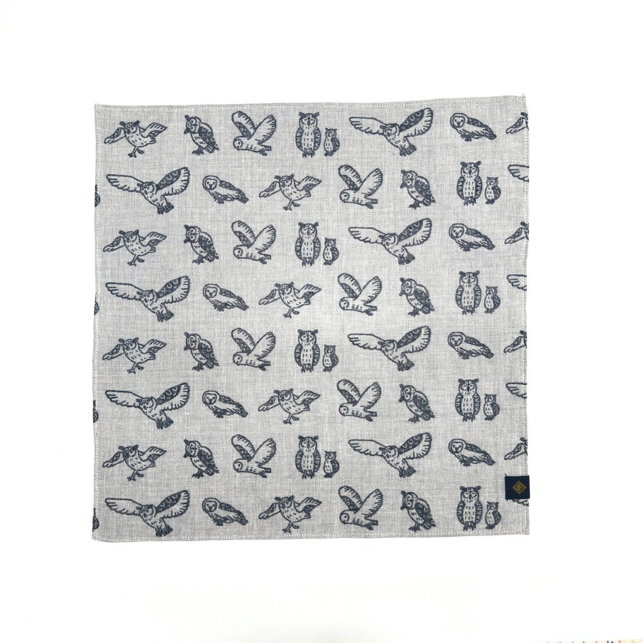 【ハンカチ】次回受注販売までお待ちください｜ダブルガーゼハンカチ（フクロウ）36cm×36cm｜