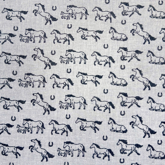【ハンカチ】次回受注販売までお待ちください｜ダブルガーゼハンカチ（ウマ）36cm×36cm｜