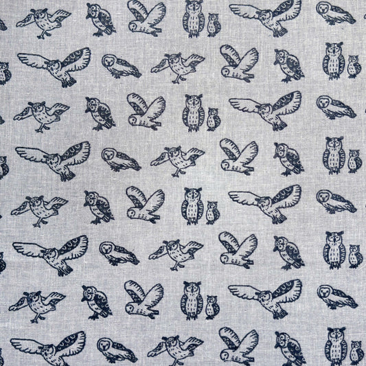 【ハンカチ】次回受注販売までお待ちください｜ダブルガーゼハンカチ（フクロウ）36cm×36cm｜