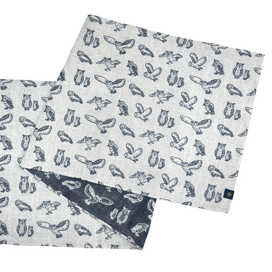 【手ぬぐい】次回受注販売までお待ちください｜ダブルガーゼ手ぬぐい（フクロウ）32cm×114cm｜